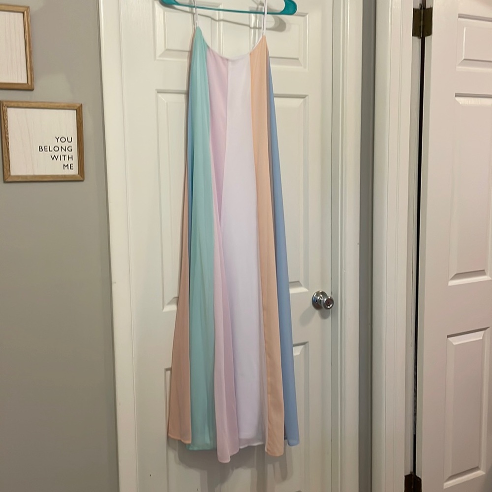 Vertical pastel color maxi dress